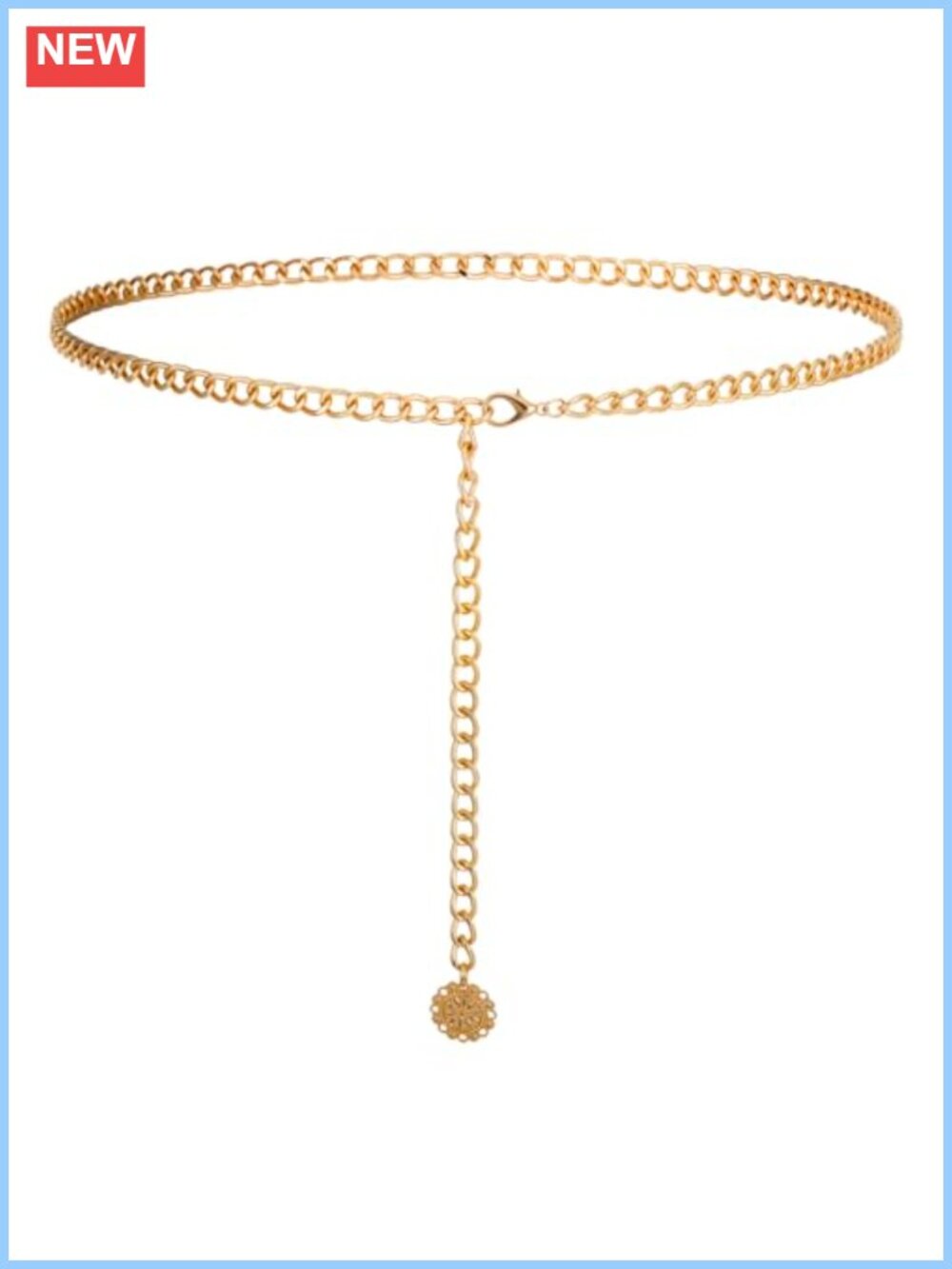 Metal Waist Chain Belt Adjustable Link Body Chain for Dress Jeans